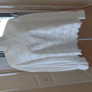 Capucci white eyelet long sleeve blouse size 44/ US 8